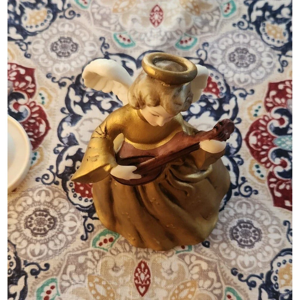 Vtg Berman & Anderson Rotating Musical Porcelain Angel Plays Silent Night 8